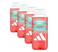 adidas Vibes Wonder Force Gel douche, 250 ml, lot de 4, notes de rhubarbe et de musc blanc, parfum unisexe