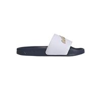 adidas Women's Adilette Shower Slides Sandal, White/Gold Metallic/Shadow Navy, 7