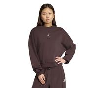 adidas Women's Essentials Small Logo Feel Cozy Sweatshirt, Shadow Brown/White, X-Small