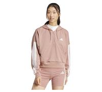 adidas Women's Sweat-Shirt à Capuche Zip 1/4 French Terry 3 Bandes Essentials, Warm Clay/White, XL
