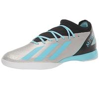 adidas X-Crazyfast Messi.3 Baskets d'intérieur unisexe pour adulte, Silver Metallic Bliss Blue Core Black, 10 UK Men/ 11 UK Women