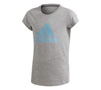 adidas YG MH BOS Tee Tricot Garçon, Gris chiné/Cyan, 110 (4/5 años)