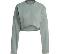 Adidas Yoga Studio Crop Sweatshirt Womens Top Argent Vert 14 (L) Female