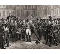 Adieu de Napoléon à l'Ancienne Garde à Fontainbleau Avril 20 1814 après sa première abdication. Napoléon Bonaparte 1769-1821 Empereur des Français Après une gravure de Vincenz Georg Kininger d'une
