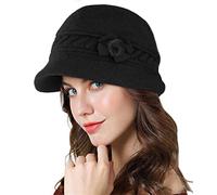 Adigaber Cloche Angola Robe Bonnet en Tricot Chaud Femme Hiver Élégant Chanvre Fleurs Béret Chapeau Casquettes avec Chapeau de Soleil
