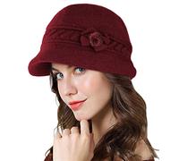 Adigaber Cloche Angola Robe Bonnet en Tricot Chaud Femme Hiver Élégant Chanvre Fleurs Béret Chapeau Casquettes avec Chapeau de Soleil
