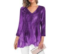 Adigaber Femme Blouse Décontracté à Manches Trois-Quarts Chemisier élégant à col en V pour Top Mode