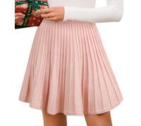 Adigaber Femmes Jupe Mini Taille Haute Tricot Plissé Jupe | Taille élastique,Court,Uni,Extensible,Chaude,Confortable,Festif,Mariage,Soirée,L'hiver