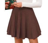 Adigaber Femmes Jupe Mini Taille Haute Tricot Plissé Jupe | Taille élastique,Court,Uni,Extensible,Chaude,Confortable,Festif,Mariage,Soirée,L'hiver