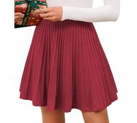 Adigaber Femmes Jupe Mini Taille Haute Tricot Plissé Jupe | Taille élastique,Court,Uni,Extensible,Chaude,Confortable,Festif,Mariage,Soirée,L'hiver