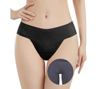 Adigau Culotte Femme sans Coutures Invisible String Tanga Taille Moyenne Camel Toe Concealer Slip sous-VêTements Noir S