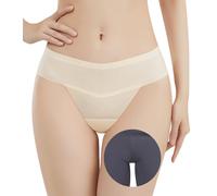 Adigau Culotte Femme sans Coutures Invisible String Tanga Taille Moyenne Camel Toe Concealer Slip sous-VêTements Blanc S