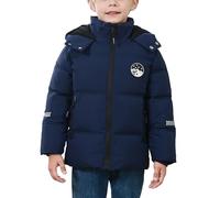 Adigau Enfant Garçon Manteaux Épais Veste Doublée en Polaire Blouson d'Hiver à Capuche Mignon Doudoune Coupe-Vent Imperméable Bleu Marine 11-12 Ans