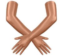 Adigau Gants Longs Marron pour Femmes, Accessoires Gants Brillants Clubwear Wetlook pour Festival Halloween