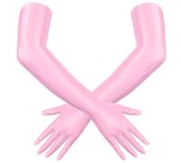 Adigau Gants Longs Rose pour Femmes, Accessoires Gants Brillants Clubwear Wetlook pour Festival Halloween