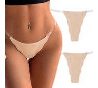 Adigau Lot de 2 Slips Femmes Léger Invisible String Culotte Sexy Réglable Clear Straps sans Couture Solide Stretch G-Strings, M