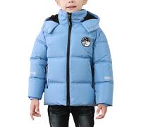 Adigau Manteau Doublée en Polaire pour Garçons Blouson d'Hiver Épais Doudoune Coupe-Vent Mignon Manteaux à Capuche Imperméable Bleu 3-4 Ans