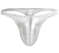 Adigau String Homme Cuir Brillant Tanga sous-vêtements Sexy Slips Taille Basse T-Back Thong Underwear Blanc S