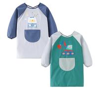 Adigau Tablier Peinture Enfant 2 Pièces Imperméable Blouses d'artistes Fille Garçon Manches Longues pour L'école Activités Bricolage B1 4-6 ans