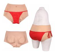 Adima Crossdresser Silicone Réaliste Vagin Culotte Culotte Cul Lève-Cul Hanches Enhancer Hommes Cacher Gaff Fausse Chatte Sissy Shorts pour Drag Queen,Ivoire,S