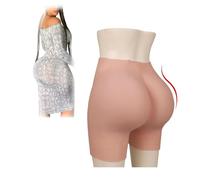 Adima Culotte avec dessinateur de Fesses et Hanches en Silicone à Entrejambe Ouvert, Culotte Respirante, Faux fessier, vêtement de modelage Invisible pour travesti,Ivory White,One Size