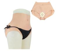 Adima Culottes en Silicone réalistes avec vagin factice, Taille Triangulaire, rehausseur de Fesses, amplificateur de Hanches, Lingerie de travestissement pour Personnes transgenres,Asian Yellow,Basic