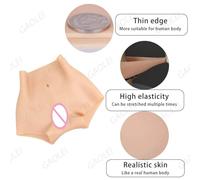 Adima Pantalon De Vagin en Silicone Réaliste Hanche Fesses Enhancer Shaper Culotte Shorts Enfichables pour Transgenre,Wheat(Basics)