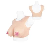 Adima Plastron en Silicone C-E Cup Décolleté Bas Découpe du Dos Faux Seins Forme de Sein réaliste pour travestis Mastectomie,Marron,E