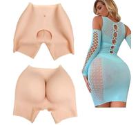 Adima Réaliste Silicone Faux Fesses Culotte Ouvrir Entrejambe Hanches Shaper Push Up sous-Vêtements pour Les Femmes Travestis,Blanc