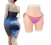 Adima Silicone Butt Lifter Culotte Hip Enhancer Shapewear sous-vêtements Faux vagin Boxer Slips Mâle à Femelle pour travesti,Marron,Basic
