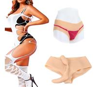Adima Silicone Faux Vagin Culotte Réaliste Chatte Triangle Slips Butt Shaper Contrôle Shorts Cacher Gaff String pour Cosplay,Natrual,Upgrades