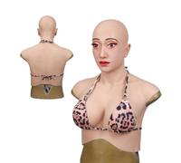 Adima Tête féminine en Silicone réaliste E Cup Poitrine Douce Artificielle Peut maquiller Masque Masque de beauté Fait à la Main pour Halloween Cosplay,Color3,with Makeup