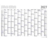 Adina Calendrier mural 2027 - Format A1 - 84 x 60 cm - Grand planificateur annuel de 14 mois - Planificateur familial et de bureau clair - Poster plié - Bleu/noir