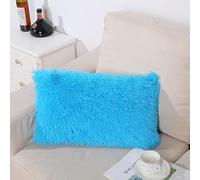 AdirHome Lot de 2 taies d'oreiller de 50 x 70 cm - En peluche - Très doux - Pour canapé, décoration de jardin, extérieur - Bleu - 50 x 70 cm