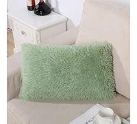 AdirHome Lot de 2 housses de coussin, 50 x 70 cm, en peluche, super douces, moelleuses, pour canapé, décoratif, jardin, extérieur, vert, 50 x 70 cm