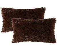 AdirHome Lot de 2 housses de coussin - 50 x 70 cm - Marron - 50 x 70 cm - En peluche - Super doux et moelleux - Pour canapé - 50 x 70 cm - Marron