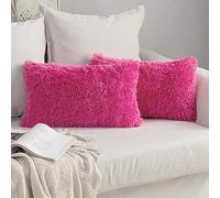 AdirHome Lot de 2 taies d'oreiller de 50 x 70 cm - En peluche - Très doux - Pour canapé, décoration de jardin, extérieur - Rose - 50 x 70 cm