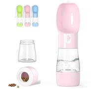 Adirigo Gourde Chien Portable Gourde Chien Promenade 258 ML avec Compartiment à Croquettes de 200 ML Gourde pour Chien Promenade pour Les Promenades Les Voyages et La Randonnée -Rose