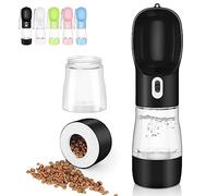 Adirigo Gourde Chien Portable Gourde Chien Promenade 258 ML avec Compartiment à Croquettes de 200 ML Gourde pour Chien Promenade pour Les Promenades Les Voyages et La Randonnée (Noir)