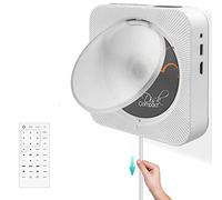 Adirigo Lecteur de CD/DVD Portable avec Bluetooth, Haut-parleurs HiFi encastrables au Mur, Home Audio Boombox avec télécommande Radio FM USB Prise Casque 3,5 mm AUX Entrée/Sortie auxiliaire