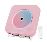 Adirigo Lecteur de CD Portable de Bureau avec Bluetooth Support Mural | Intégré dans Les Haut-parleurs HiFi Home, Mini Lecteur CD Audio Boombox avec Télécommande, idéal Comme Cadeau (Rose)