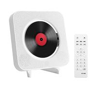 Adirigo Lecteur de CD Portable de Bureau avec Bluetooth Support Mural | Intégré dans Les Haut-parleurs HiFi Home, Mini Lecteur CD Audio Boombox avec Télécommande, idéal Comme Cadeau (Blanc)