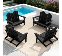 Adirondack Causeuse 2 personnes - Lot de 4 bancs d'extérieur pliables pour terrasse, jardin, terrasse et cour Noir