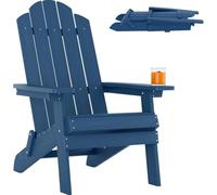 Adirondack Chaise pliante en plastique résistant aux intempéries pour brasero d'extérieur Bleu marine