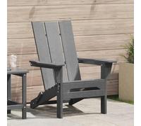 Adirondack Fauteuil de jardin pliable Gris clair 80,5 x 74,5 x 92 cm en PEHD et acier inoxydable, design moderne avec dossier incliné et accoudoirs larges, facile à