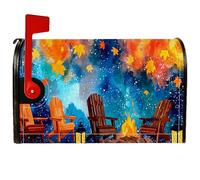 Adirondack Housses magnétiques de boîte aux lettres pour décoration de pelouse, motif feuilles d'automne rustiques, feu de camp, orange, 53,3 x 64,9 cm