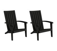 Adirondack Lot de 2 chaises de jardin, noires, en polypropylène durable, pour terrasse et jardin, design confortable pour la détente en plein air