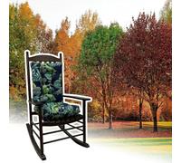 Adirondack Lot de coussins de chaise à bascule - Dossier haut, coussins de siège et de dossier antidérapants pour intérieur/extérieur, motif feuilles vertes, 58,4 x 48,3 x 7,6 cm, parfaits pour le