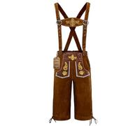 Adisno Lederhosen,Costume Bavarois Homme, Lederhose,Tenue Bavaroise Homme, Lederhosen Oktoberfest avec Broderies, Marron, Matière Flanelle, S