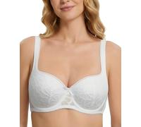 Adisno Soutien-Gorge Dirndl Push up avec Armatures Balconnet Push up avec Dentelle Sexy Demi-Coque Non rembourré, Blanc